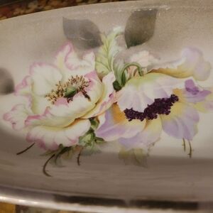 RS Germany Hand Painted Porcelain Floral Tray Dish Roses Pink Vintage Antique